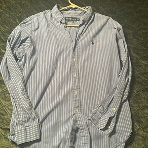 Blue striped long sleeves button down